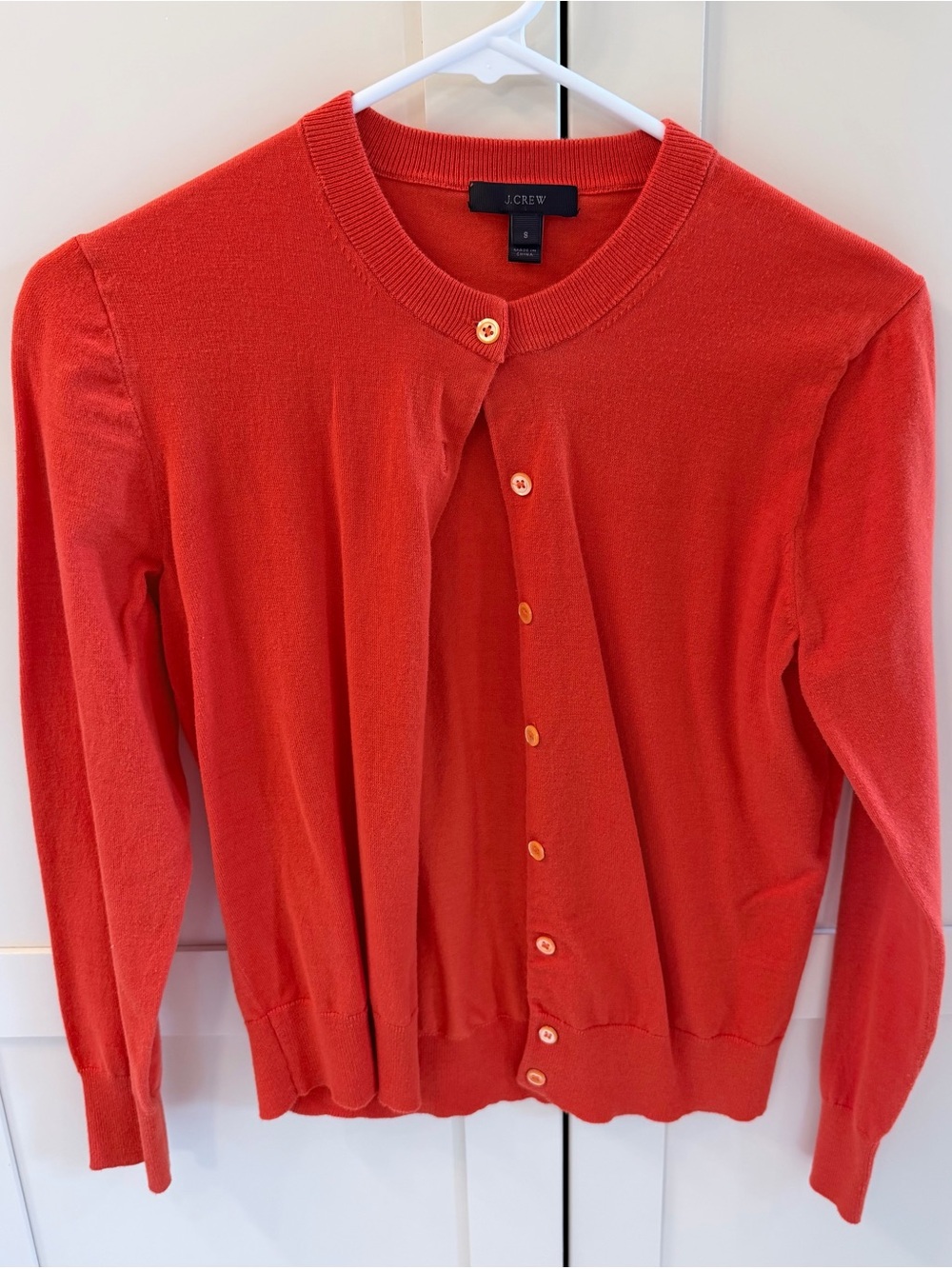J. Crew Women's Orange-Red Jackie Crewneck Button Cardigan